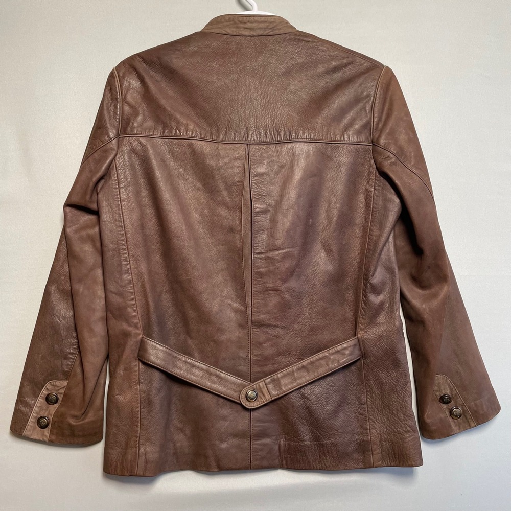Vintage Bavarian Nappa Leather Janker Jacket 48 M Brown Trachten Austrian Crest - Picture 4 of 11